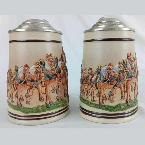 Pair Lidded German Beer Steins - Picture 6 of 8